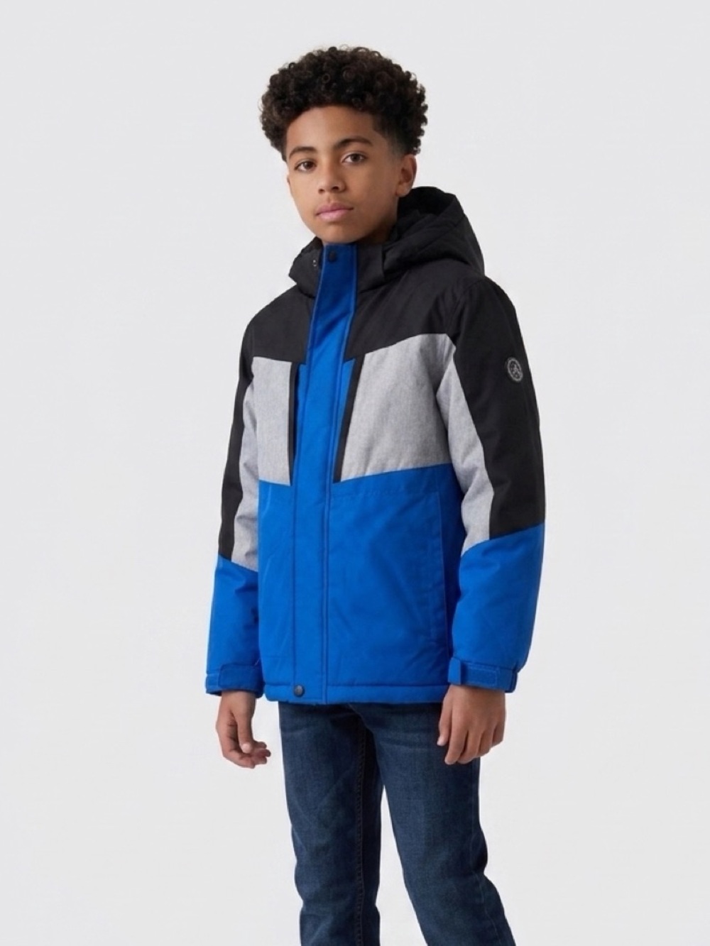 ZeroXposur Kids 10/12 Blue and Black Hooded Winter Jacket - Removable Liner